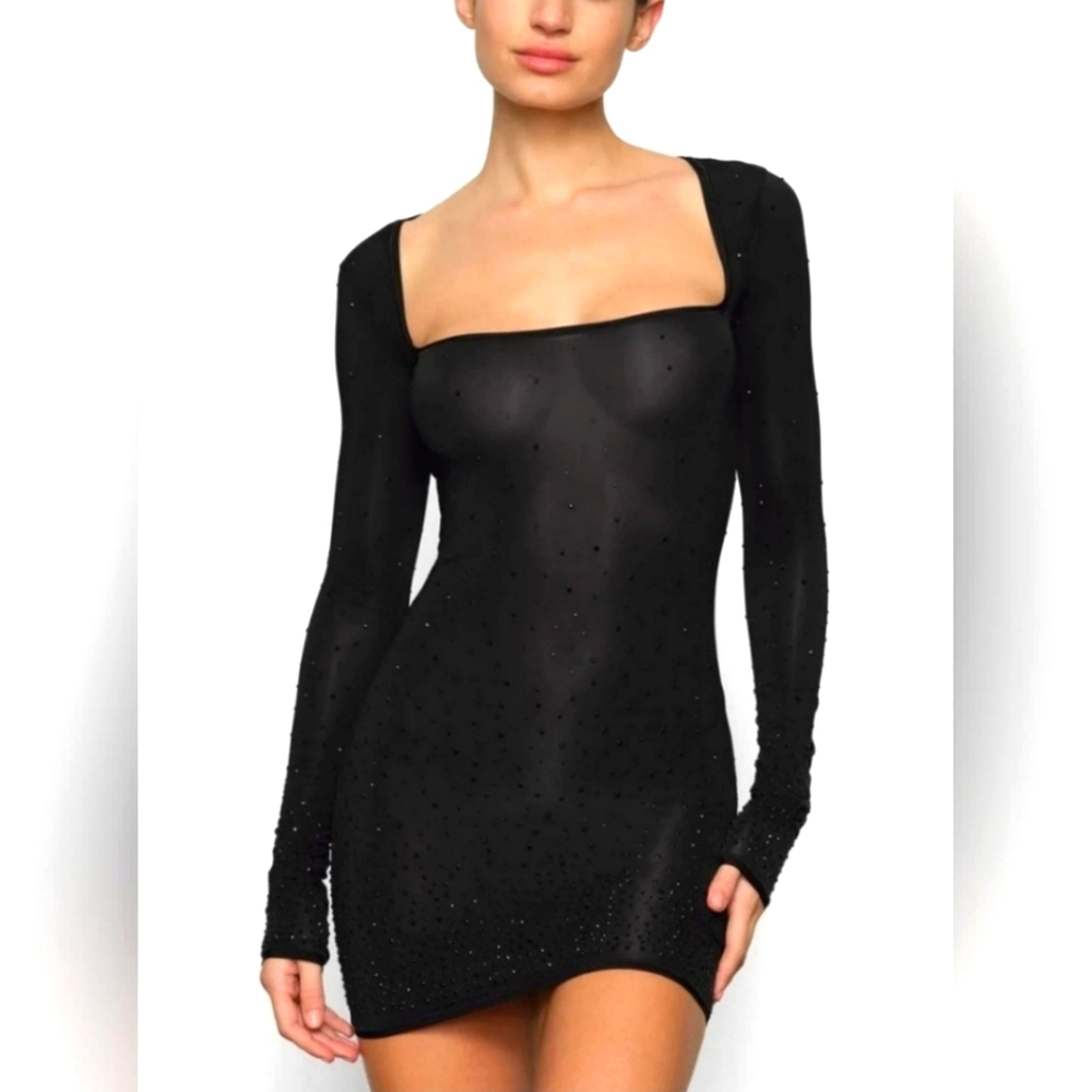 SKIMS JELLY SHEER RHINESTONE DRESS